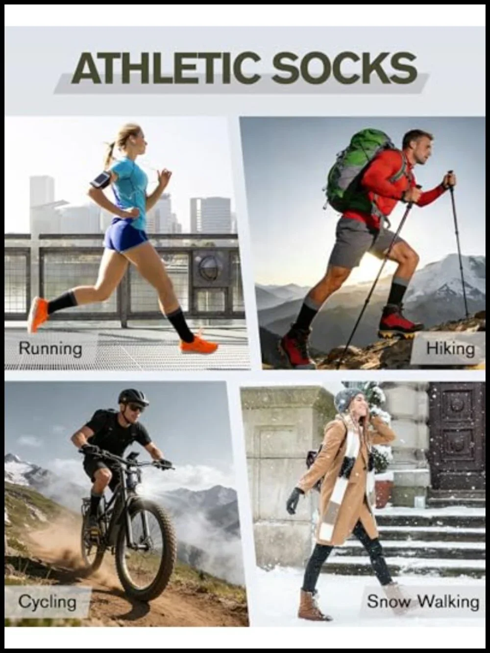 Merino Wool Hiking Socks 3-Pack Moisture Wicking Anti-Blister Cushioned